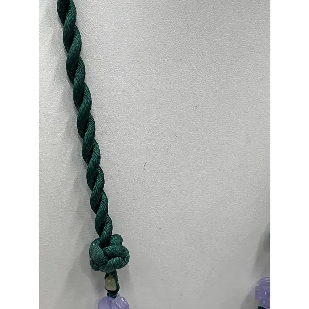 Jadeite Butterfly Carnelian Turquoise Beaded Hand Knotted‎ Green Cord Necklace